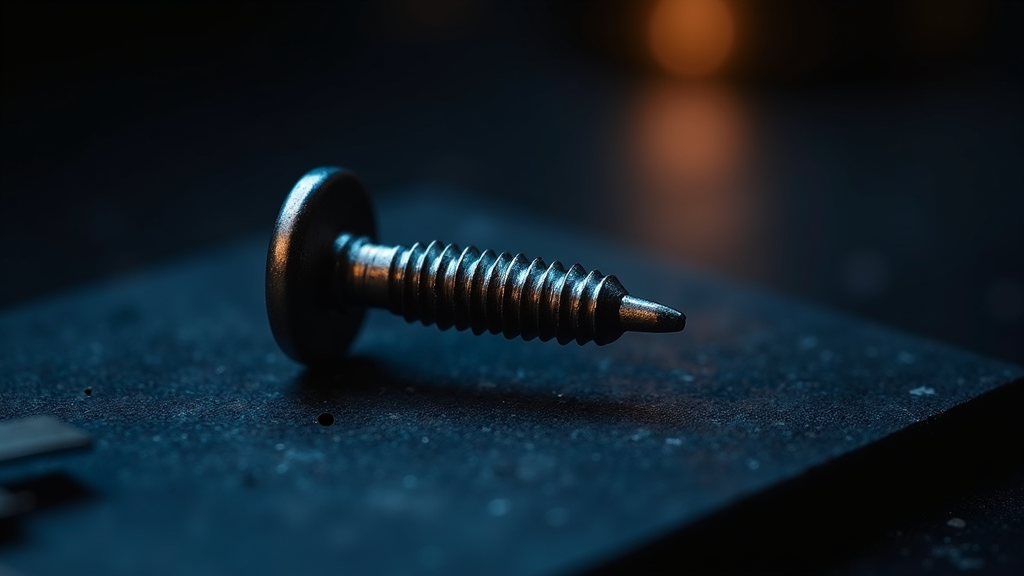 Macro view of hand-polished heat-blued steel watch screw and blued steel hands showing deep peacock-blue oxide color on a matte black watchmakers bench