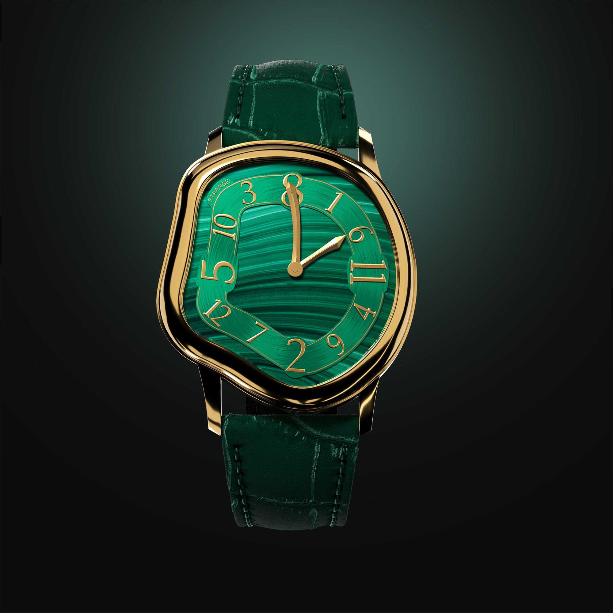 18K Malachite Strange | Solid Gold Watch | Grandeur
