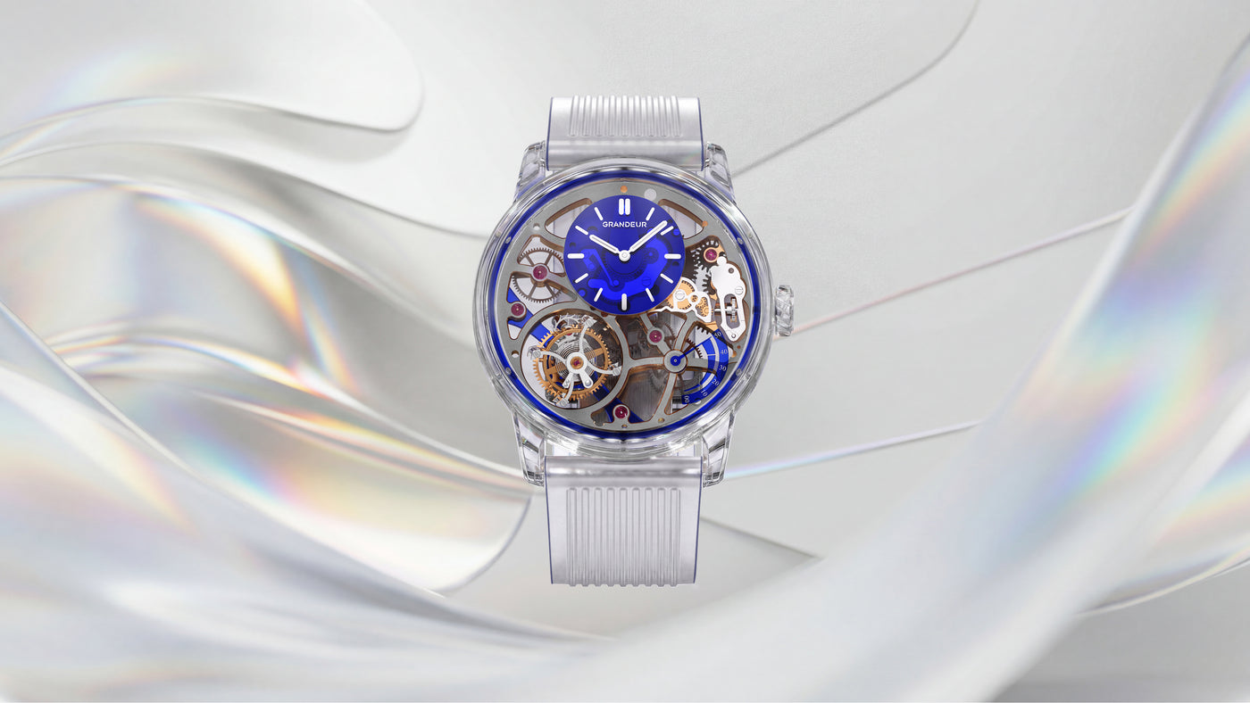 Transparent sapphire dial with luminous indices