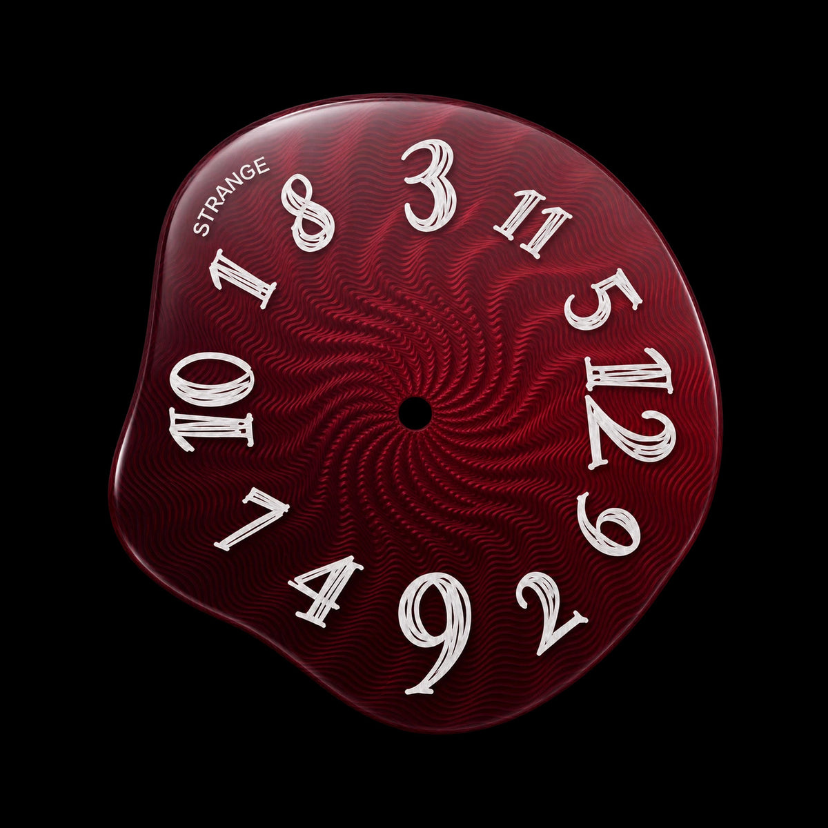 Burgundy Red guilloché enamel dial with white lumed numerals