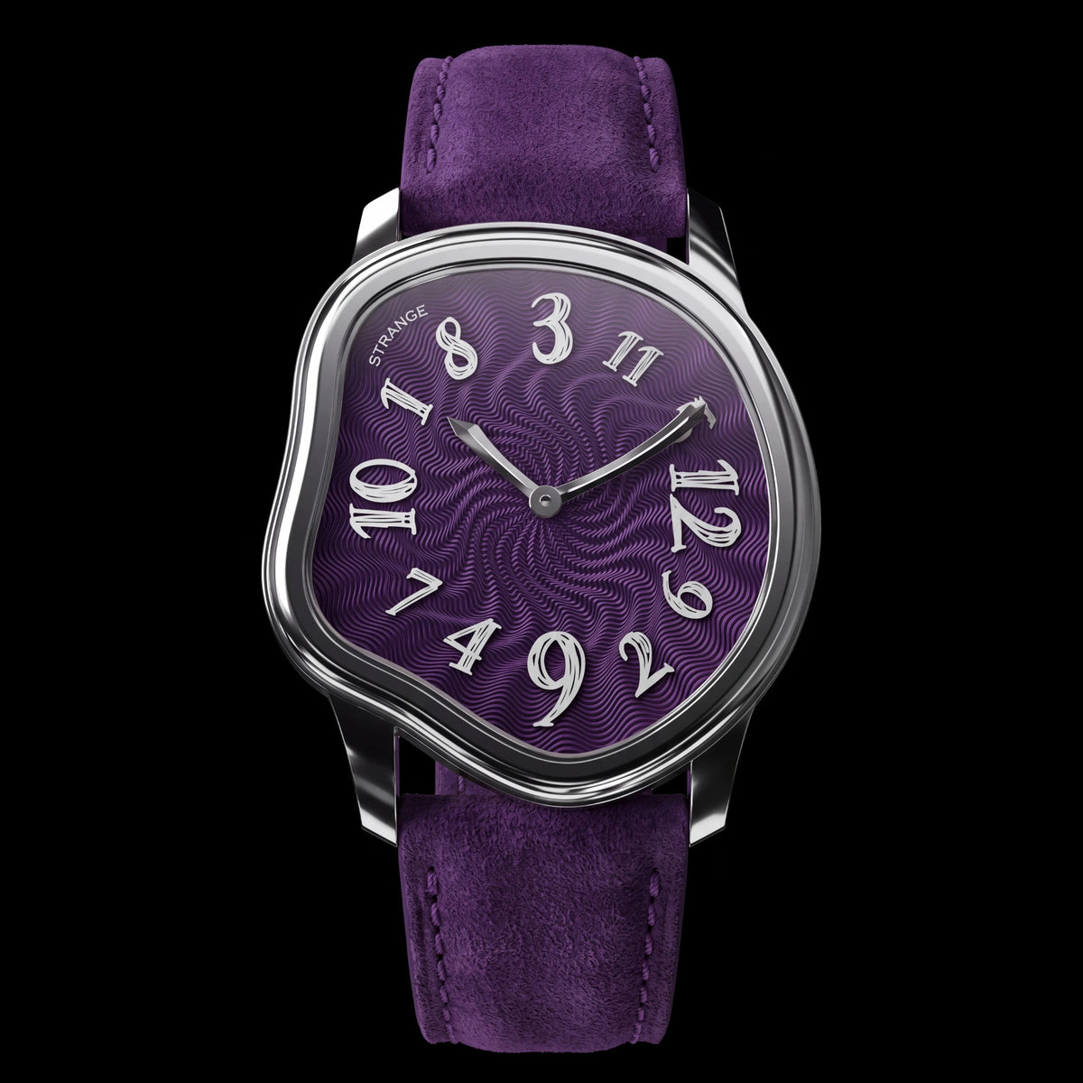 Grandeur Strange Quartz Guilloché Enamel watch in Plum Purple
