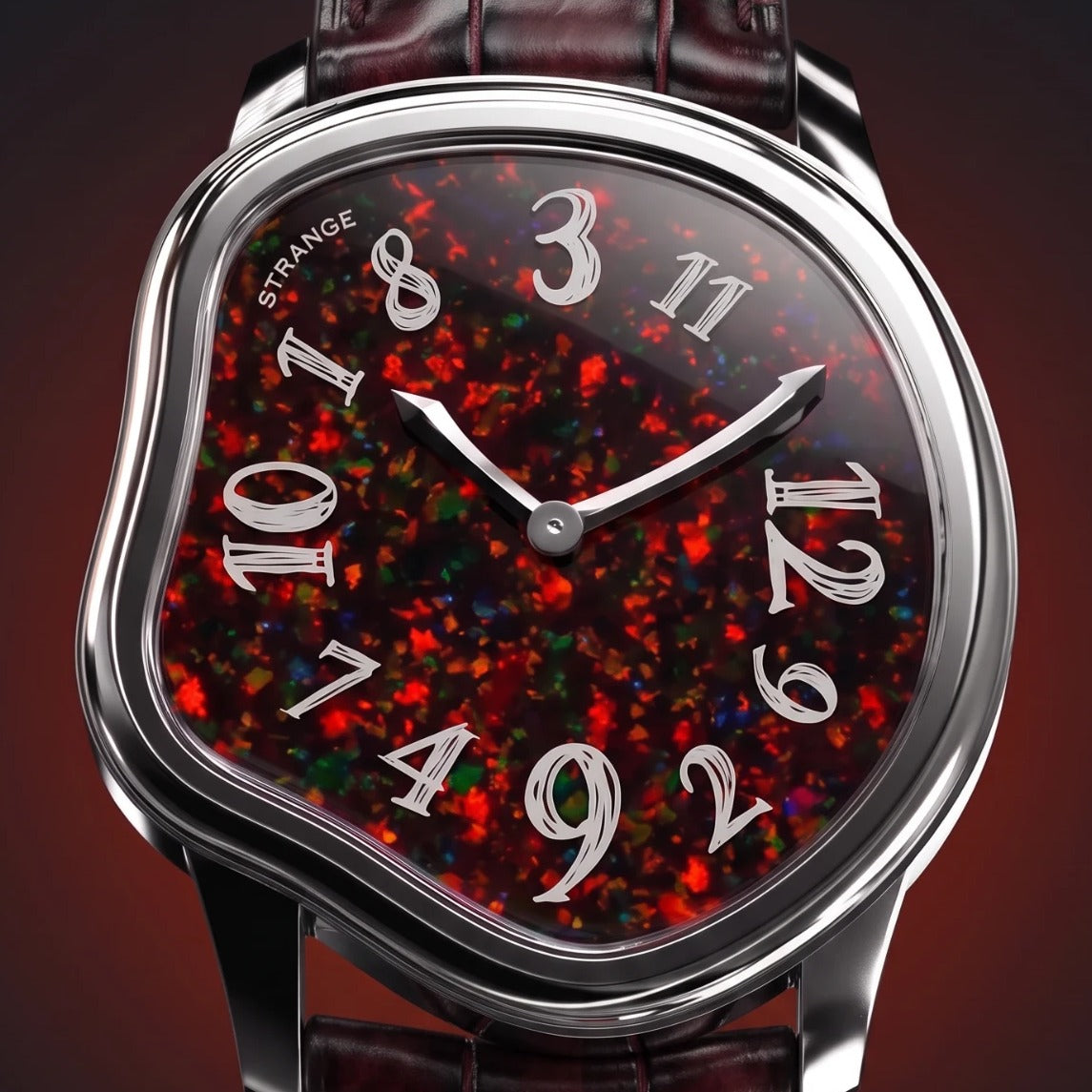 Black Opal stone dial with white graffiti-style numerals