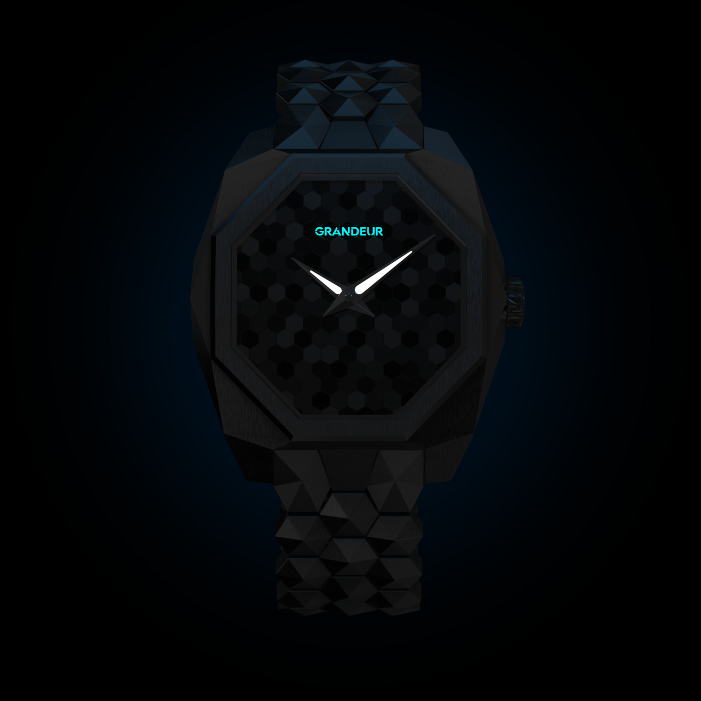 Grandeur Facet — Watch dial illuminated by Super-LumiNova in the dark
