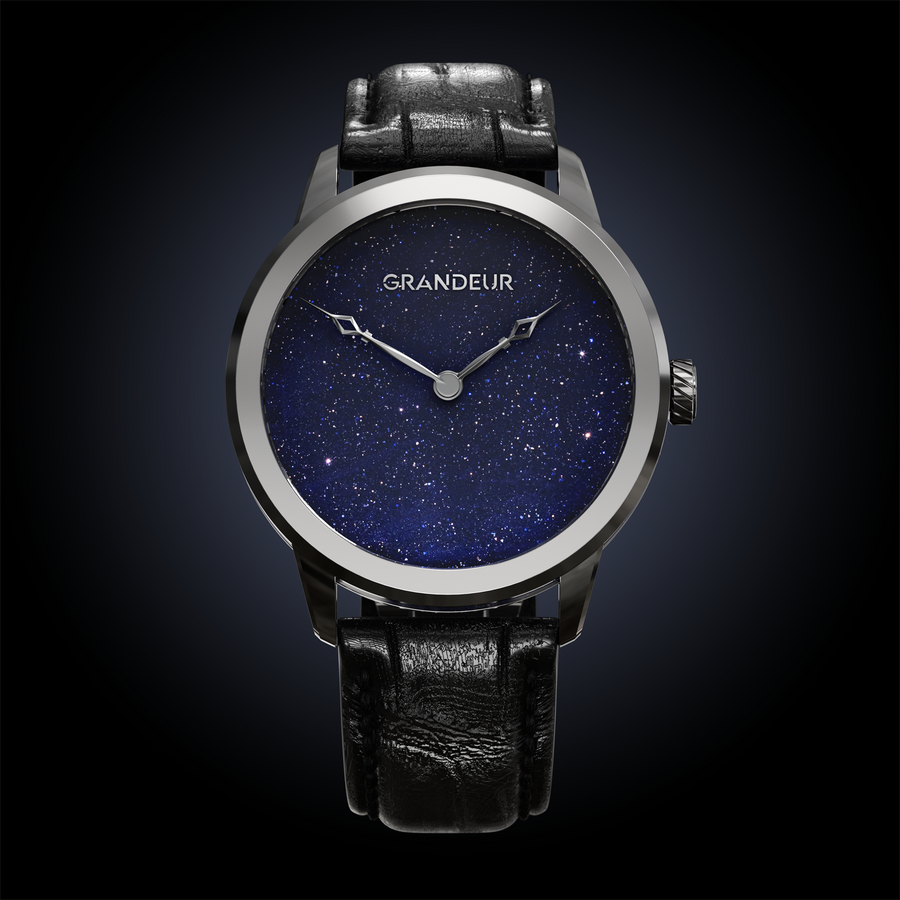 Grandeur Noctis Astra titanium, obsidian dial watch front view