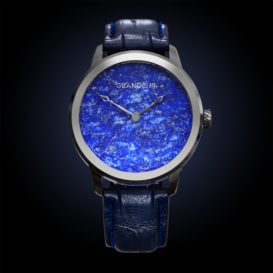 Grandeur Lapis Regalis titanium, lapis lazuli dial watch front view