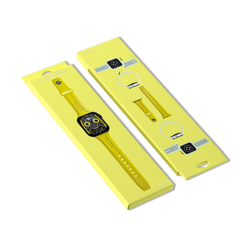Carbon Fiber Apple Watch Case Bright Yellow Strap Grandeur USA