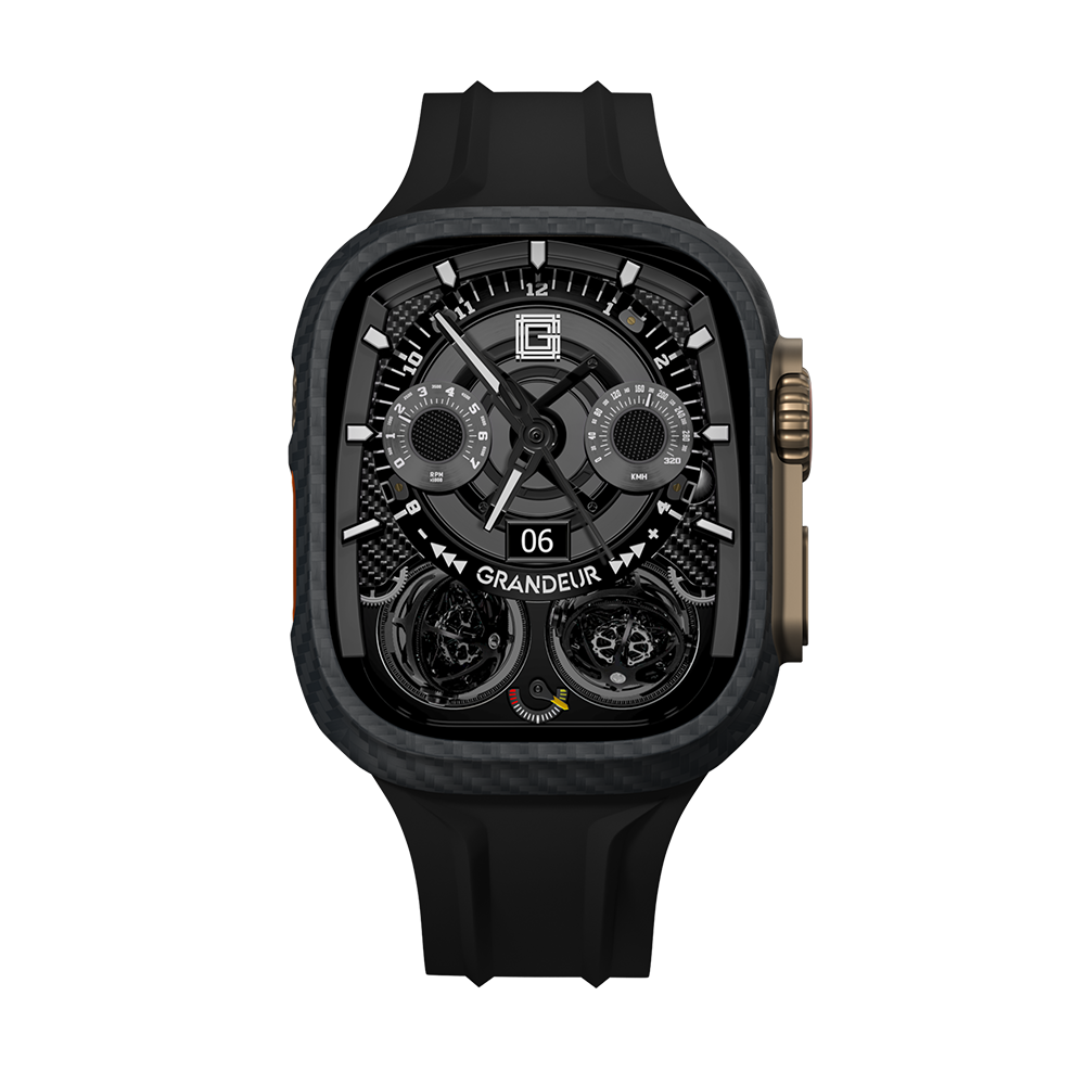Carbon Fiber Apple Watch Case - Black Strap