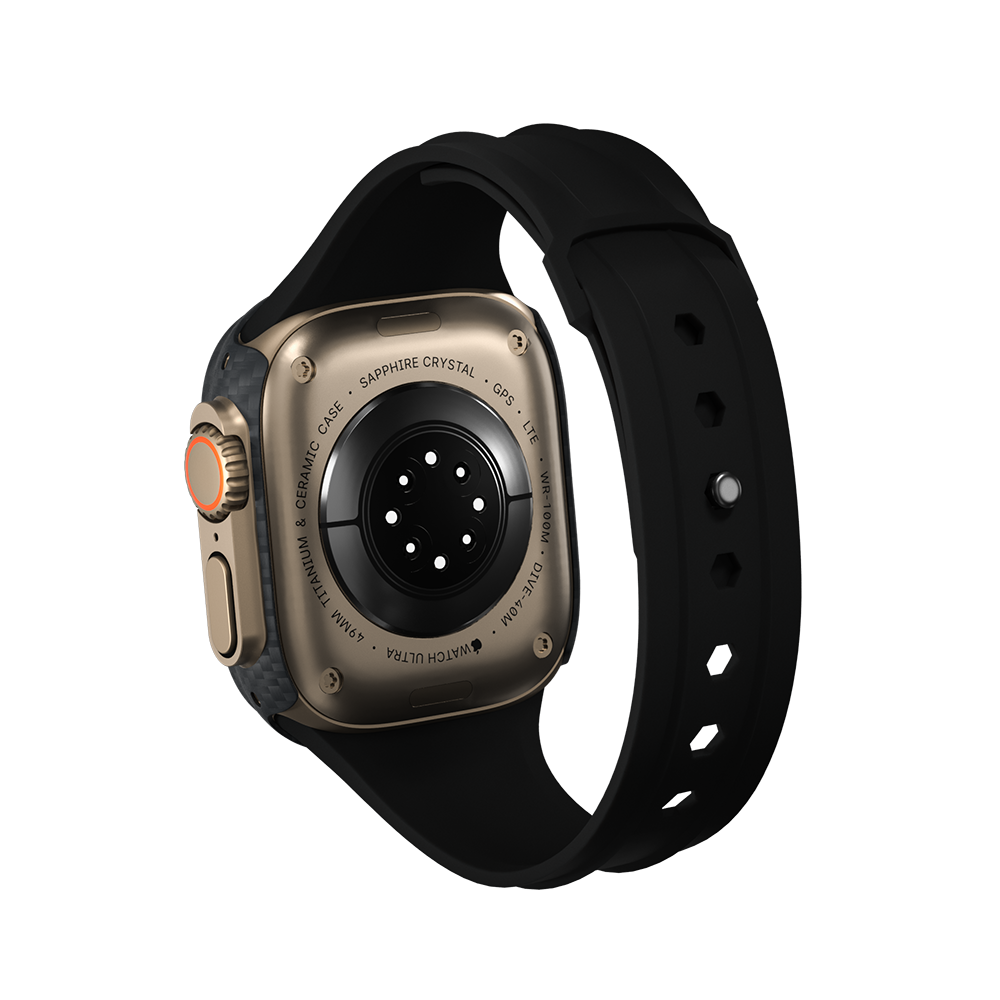 Carbon Fiber Apple Watch Case - Black Strap