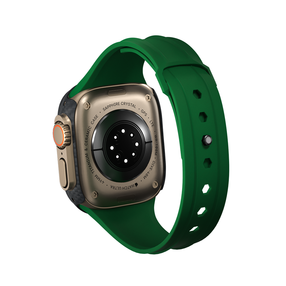 Carbon Fiber Apple Watch Case - Green Strap