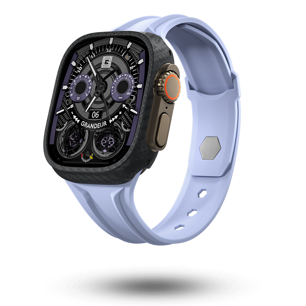 Carbon Fiber Apple Watch Case - Purple Strap