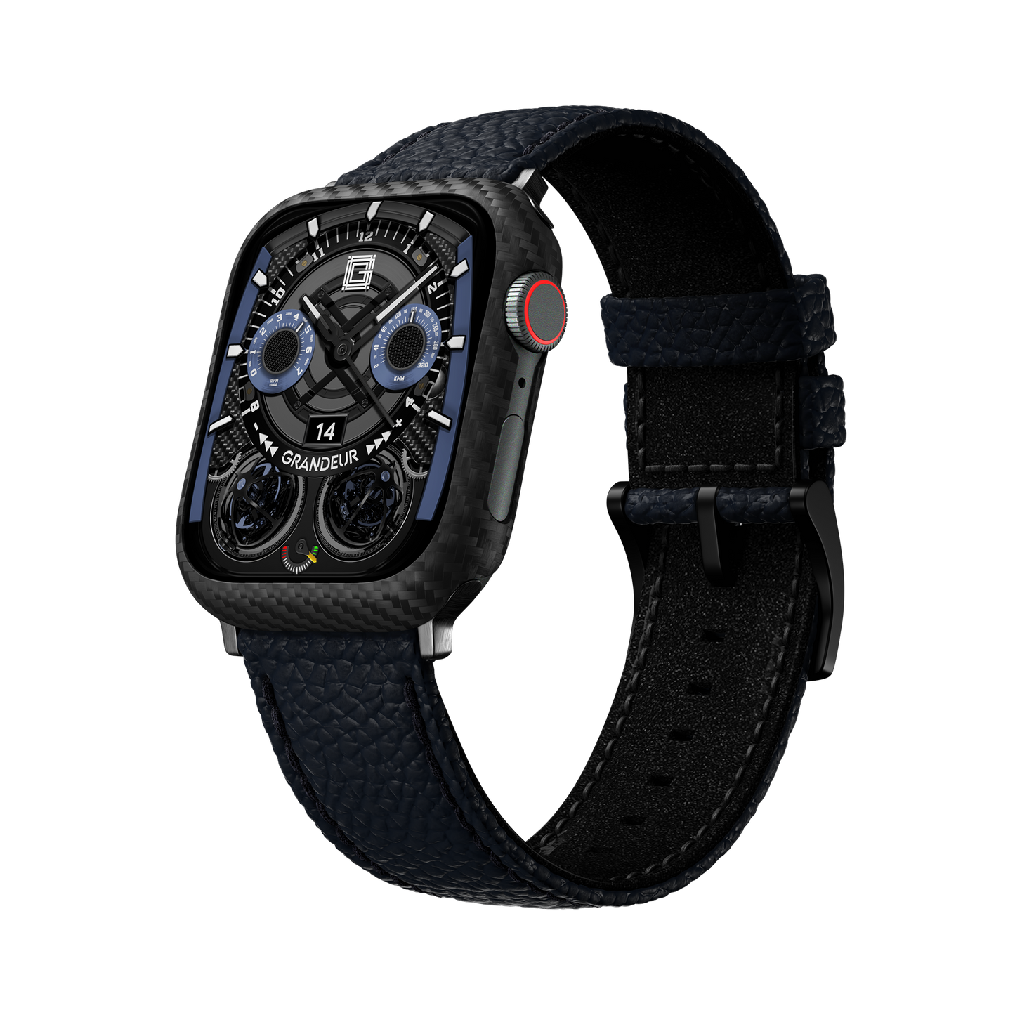 Togo Leather Apple Watch Strap - navy blue