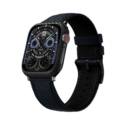 Togo Leather Apple Watch Strap - navy blue