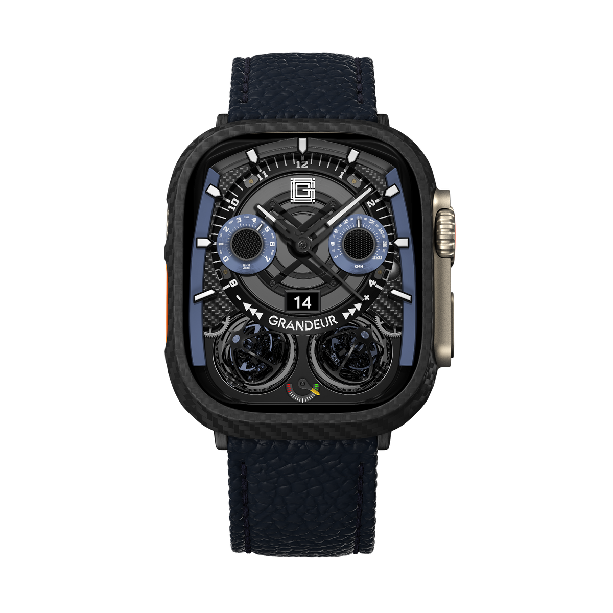 Togo Leather Apple Watch Strap navy blue