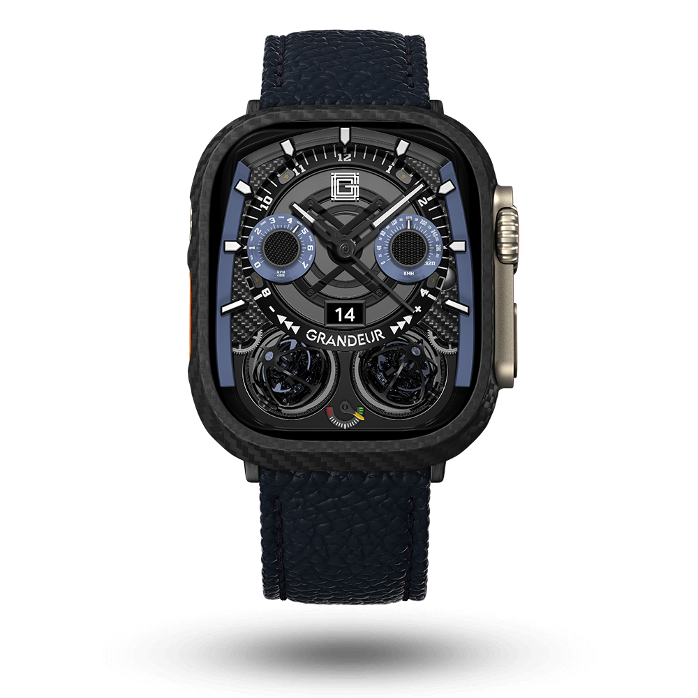 Togo Leather Apple Watch Strap - navy blue