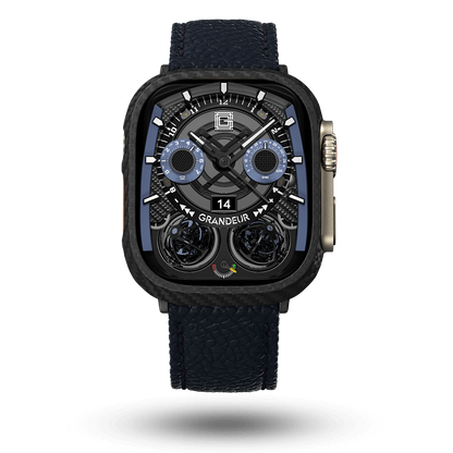 Togo Leather Apple Watch Strap - navy blue