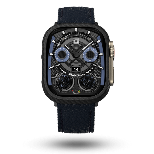 Togo Leather Apple Watch Strap - navy blue