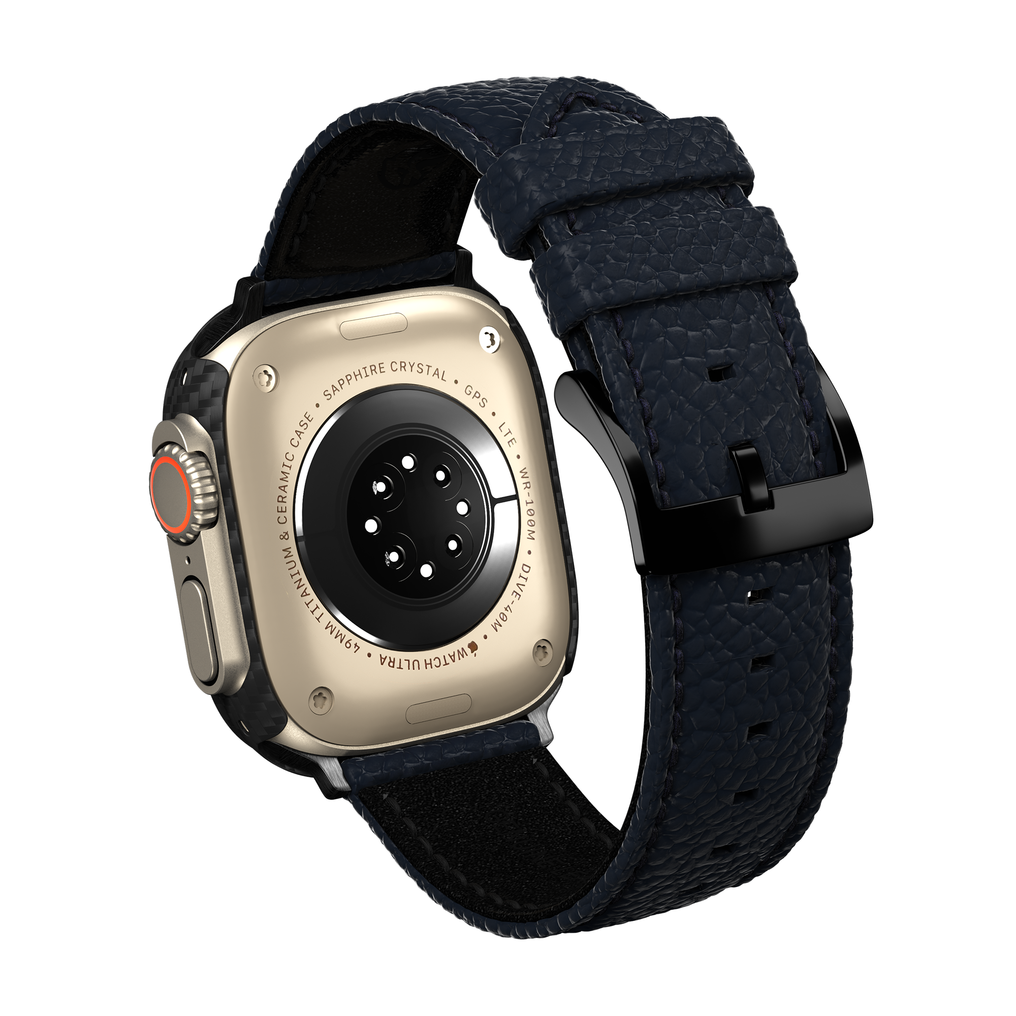 Togo Leather Apple Watch Strap - navy blue
