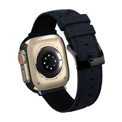 Togo Leather Apple Watch Strap - navy blue