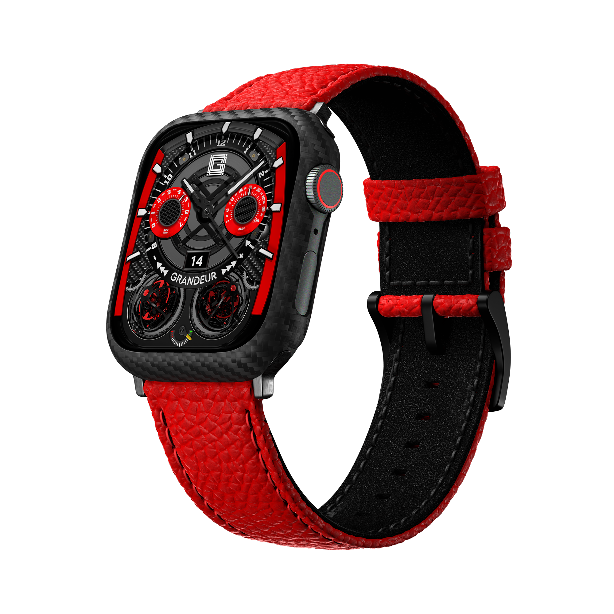 Togo Leather Apple Watch Strap - lipstick red