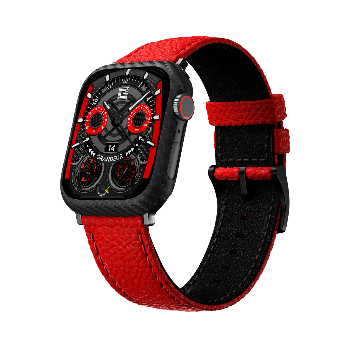 Togo Leather Apple Watch Strap - lipstick red