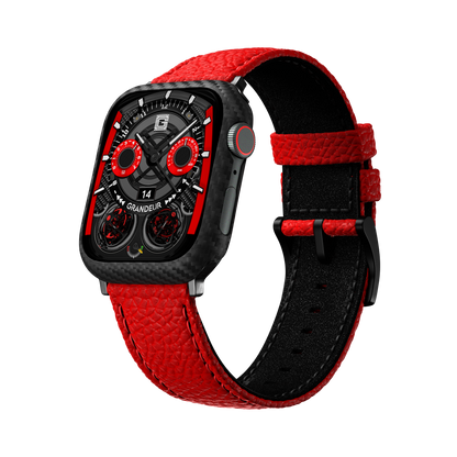 Togo Leather Apple Watch Strap - lipstick red