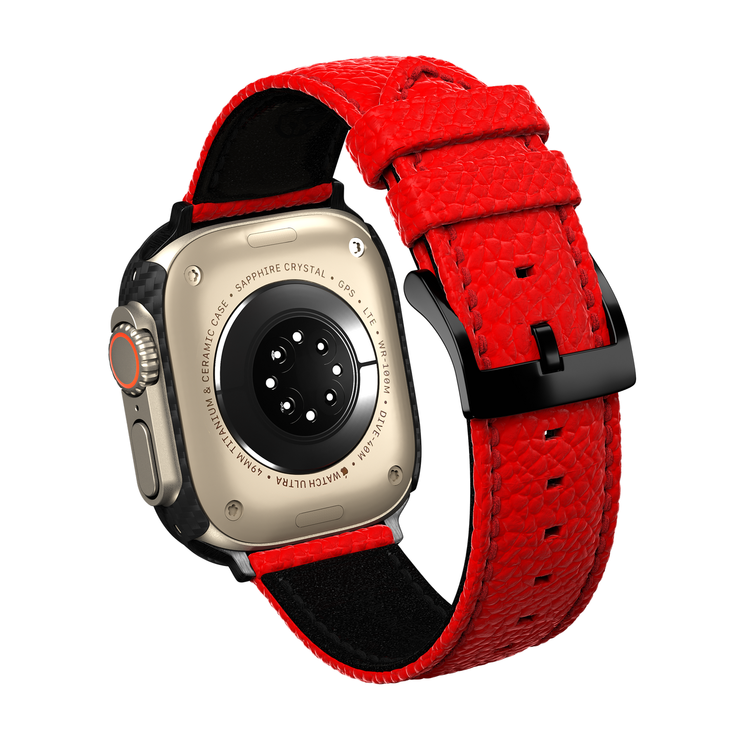 Togo Leather Apple Watch Strap - lipstick red