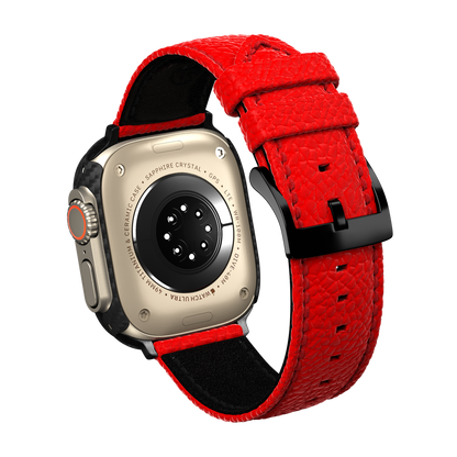 Togo Leather Apple Watch Strap - lipstick red