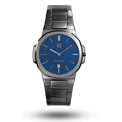 Grandeur Ultra Thin Stain Steel Blue 40 MM Quartz Men