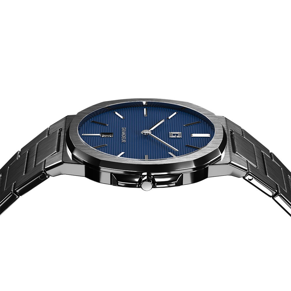 Grandeur Ultra Thin Stain Steel Blue 40 MM Quartz Men