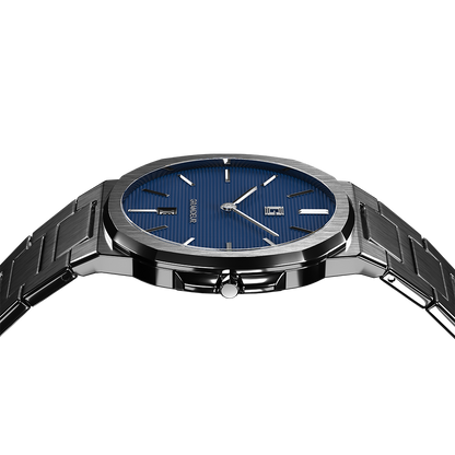 Grandeur Ultra Thin Stain Steel Blue 40 MM Quartz Men