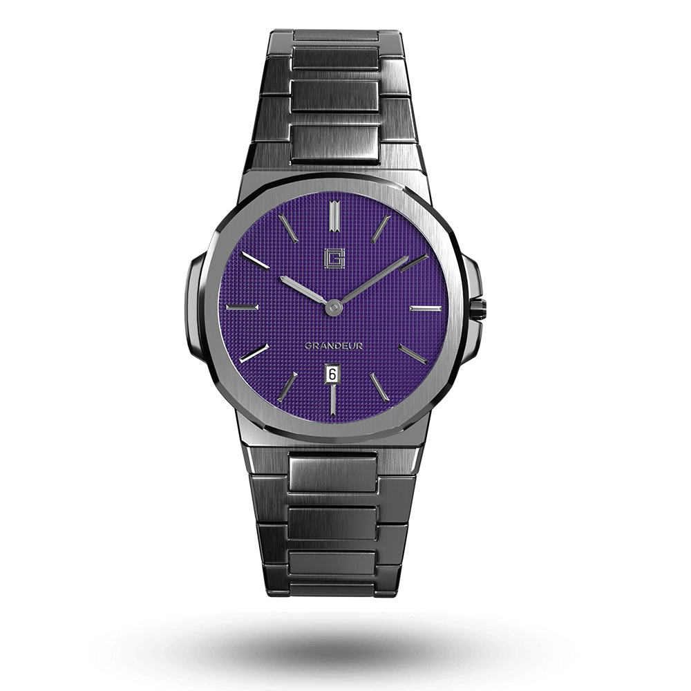 Grandeur Ultra Thin Stain Steel Purple 40 MM Quartz Men