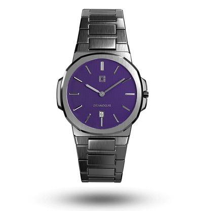 Grandeur Ultra Thin Stain Steel Purple 40 MM Quartz Men