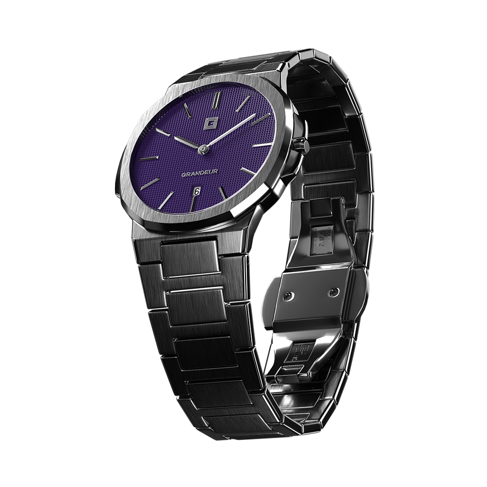 Grandeur Ultra Thin Stain Steel Purple 40 MM Quartz Men