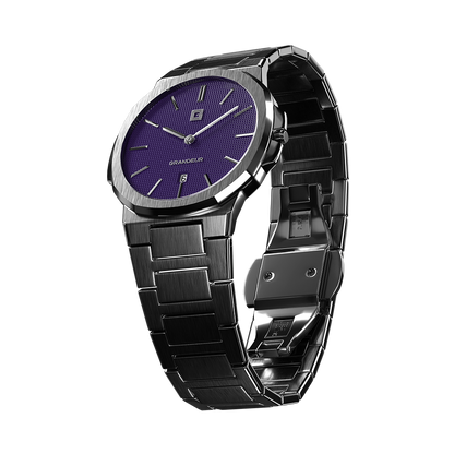 Grandeur Ultra Thin Stain Steel Purple 40 MM Quartz Men