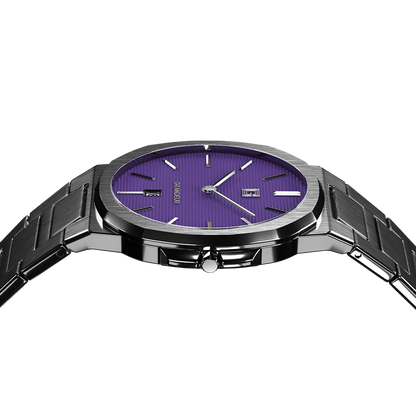 Grandeur Ultra Thin Stain Steel Purple 40 MM Quartz Men