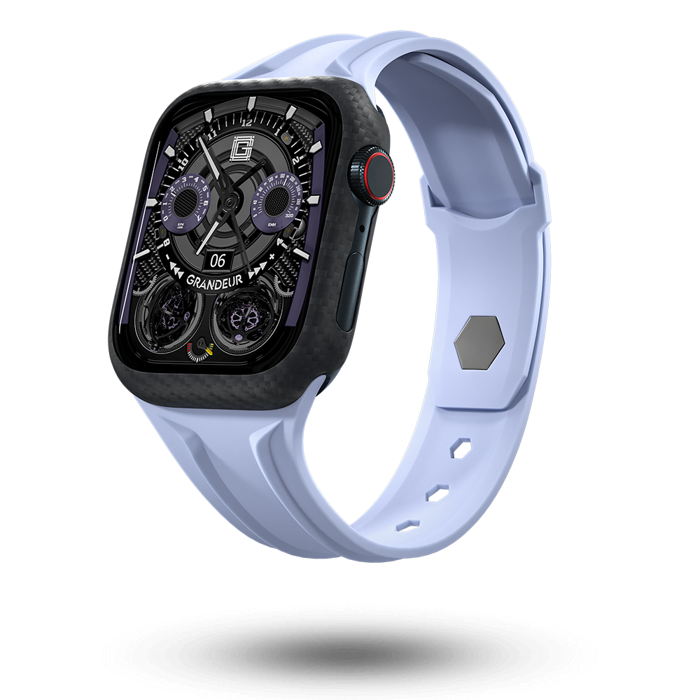 Carbon Fiber Apple Watch Case - Purple Strap