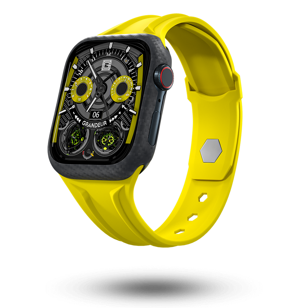 Carbon Fiber Apple Watch Case - Bright Yellow Strap