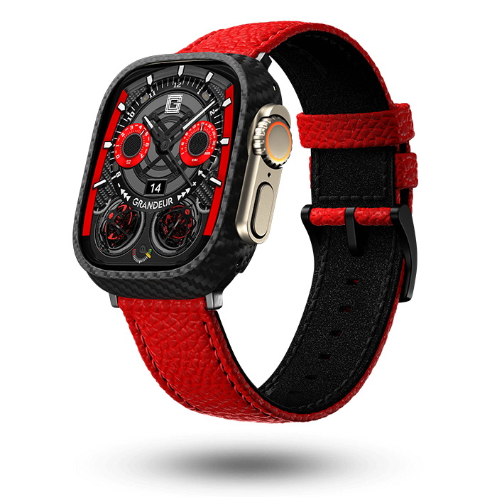 Togo Leather Apple Watch Strap - lipstick red