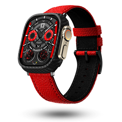 Togo Leather Apple Watch Strap - lipstick red