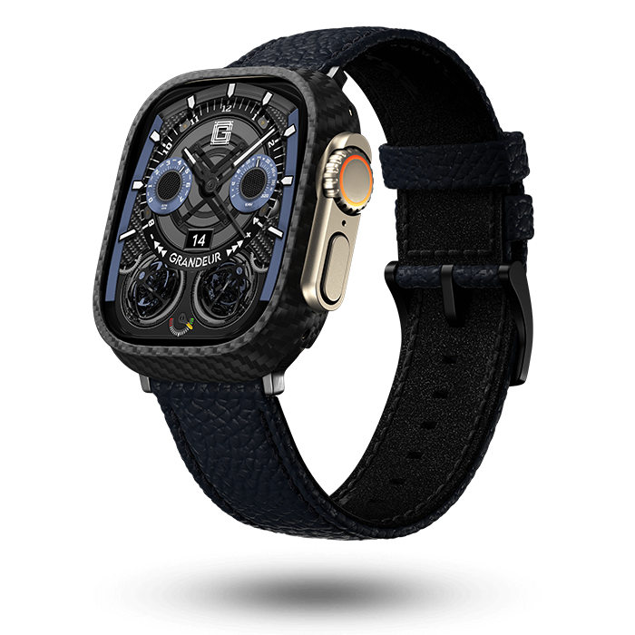 Togo Leather Apple Watch Strap - navy blue