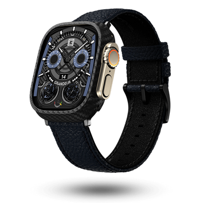 Togo Leather Apple Watch Strap - navy blue