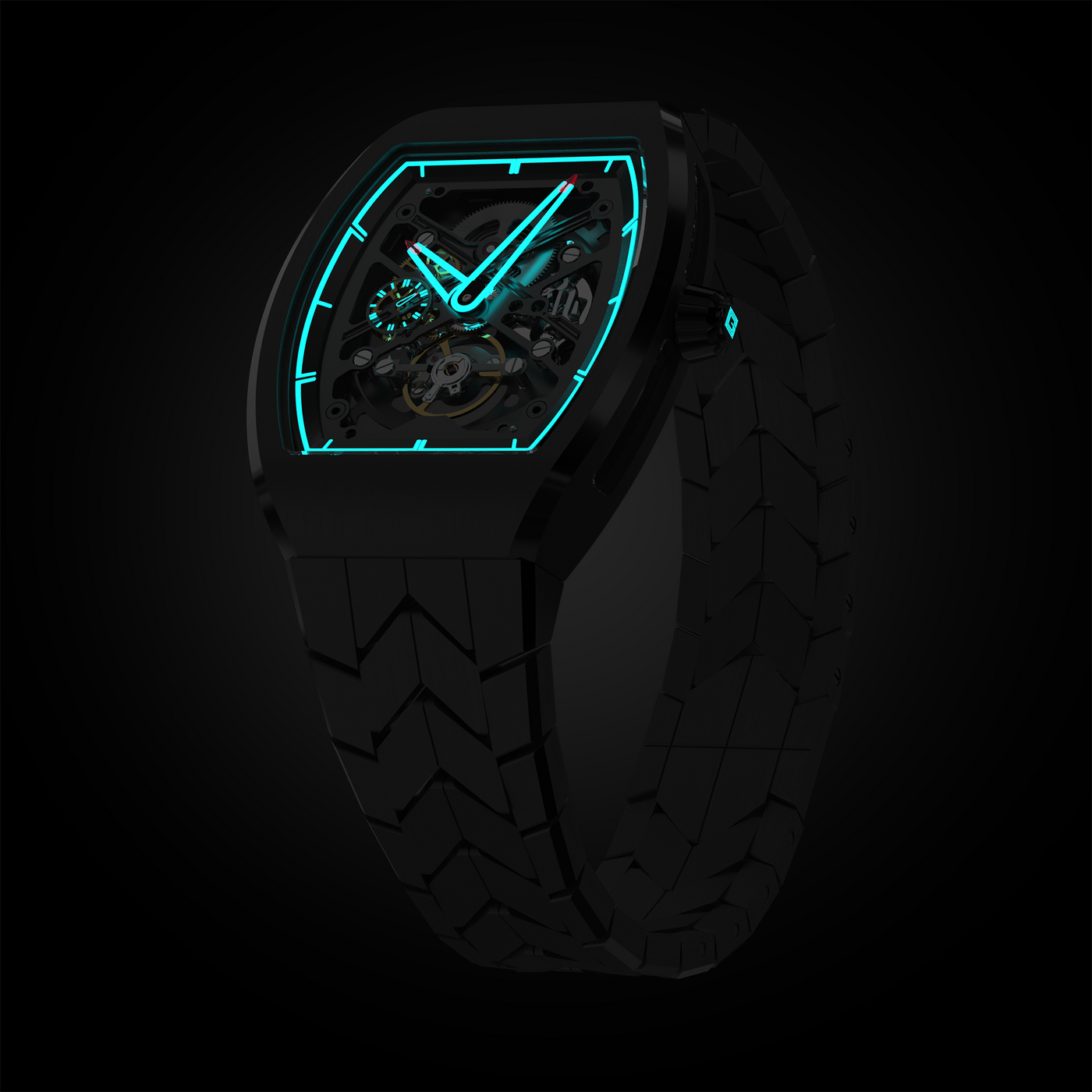 Watch dial illuminated by Super-LumiNova in the dark