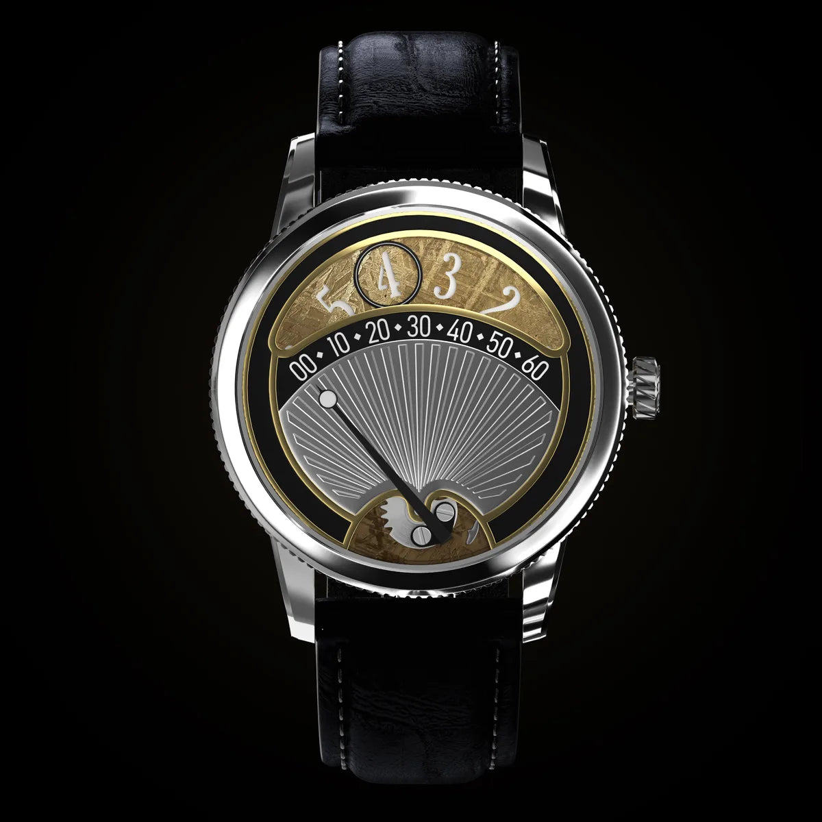 Grandeur Monocle — jumping flap hours with retrograde minutes over a meteorite arc