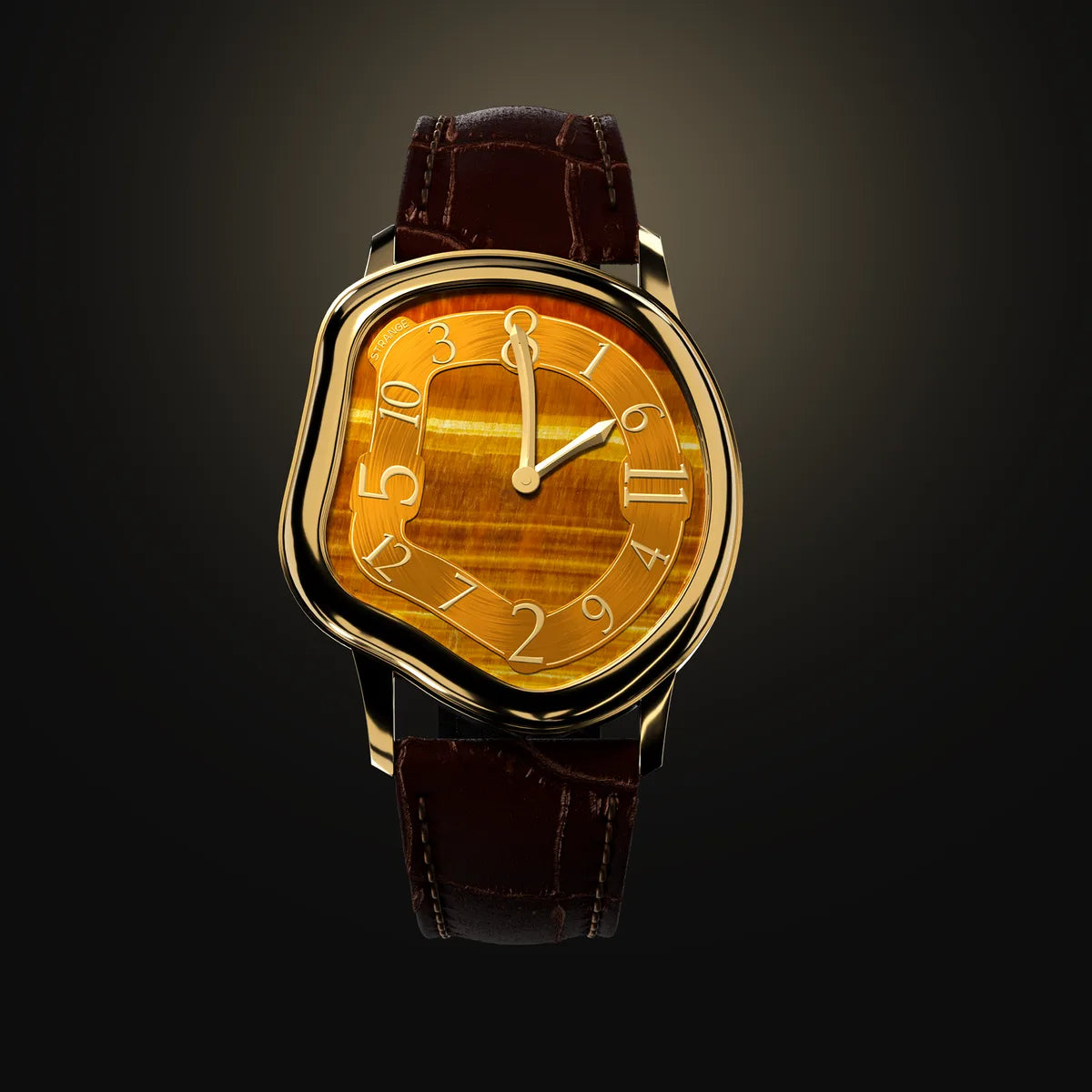 Grandeur Strange Hours in gold — jumping-hour watch in a melting case