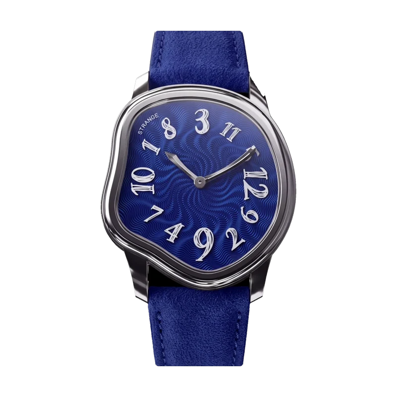 Strange Quartz Guilloché Enamel in Indigo Blue