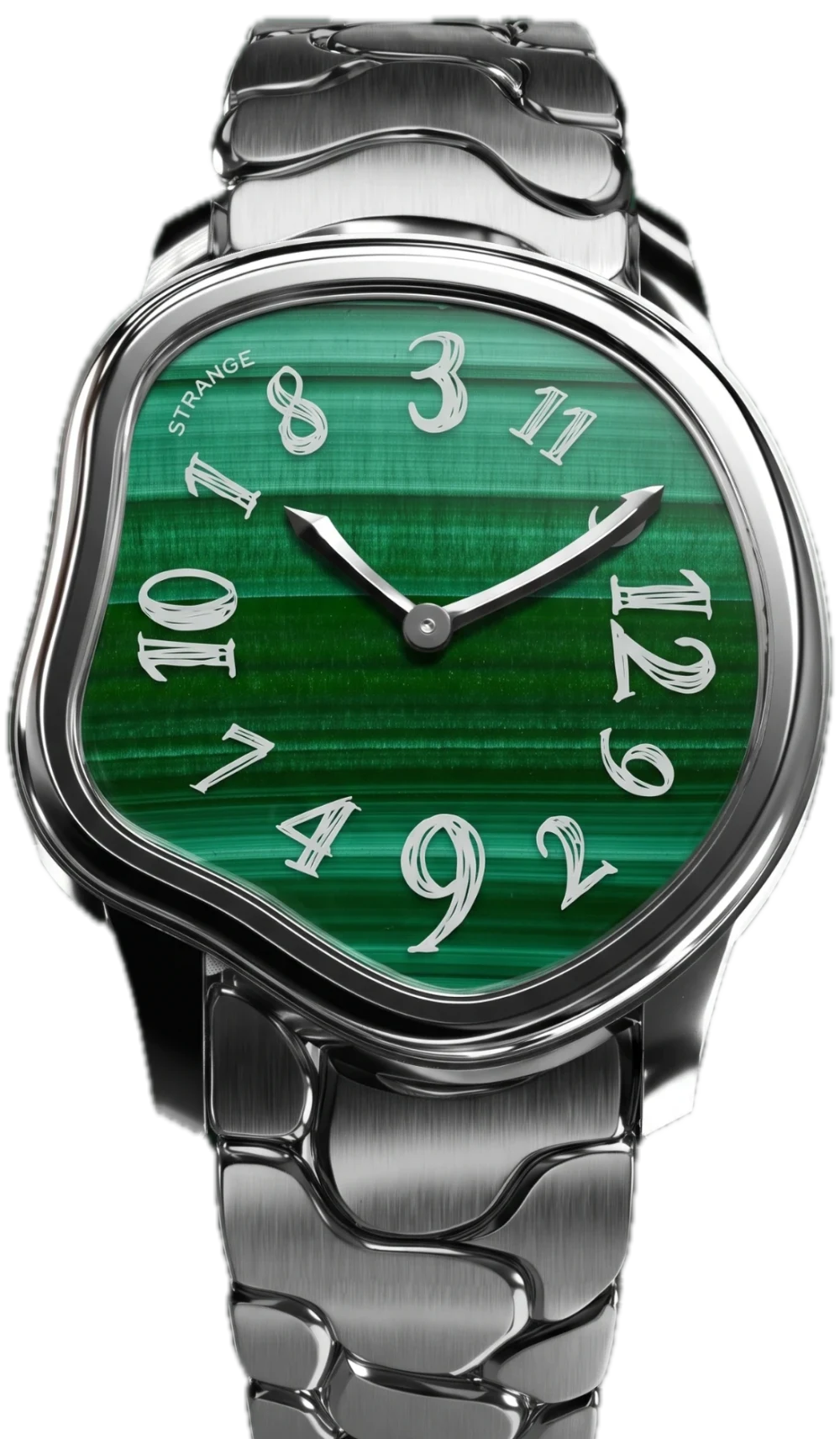 Strange Quartz with a malachite dial on the steel bracelet